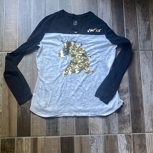 🎁 Justice Black and White Unicorn Top